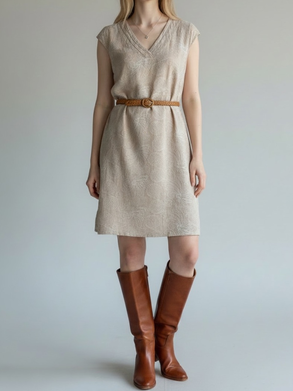 ✨ NWT Lina Tomei Italian Linen Swirl Embroidered Mini Dress ✨